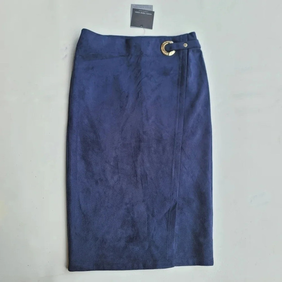 NWT Marc New York Tummy Control WAISTBAND Faux Suede Skirt Navy Blue Sz S - Picture 1 of 14